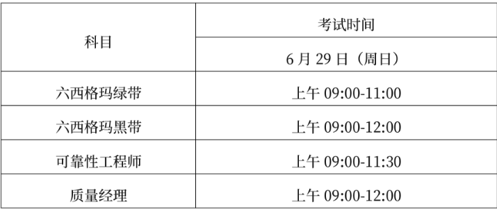 六西格玛专业能力考试时间表 六西格玛专业能力考试时间表